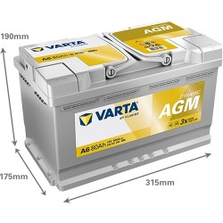 Batterie démarrage Varta A6 AGM Véhicules Légers Start & Stop
