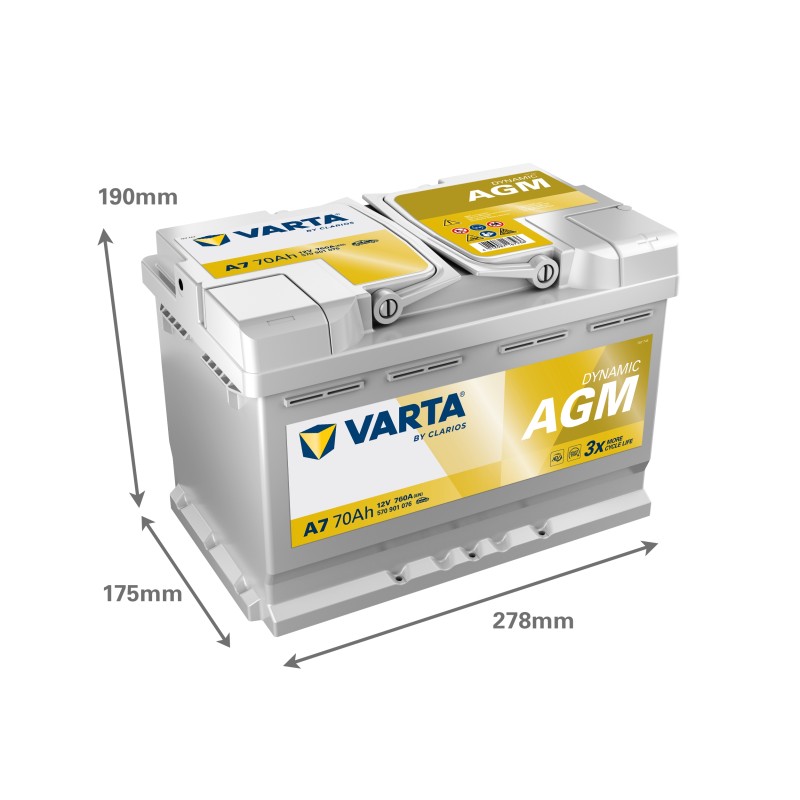 Batterie démarrage Varta A7 AGM Véhicules Légers Start & Stop