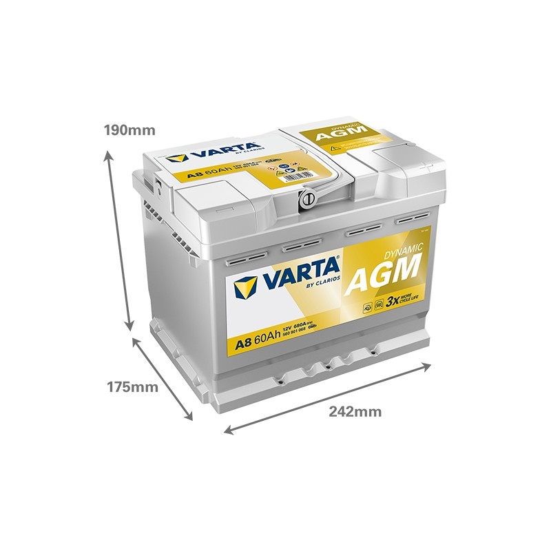 Batterie démarrage Varta A8 AGM Véhicules Légers Start & Stop