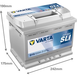Batterie démarrage Varta D15 12V 63Ah