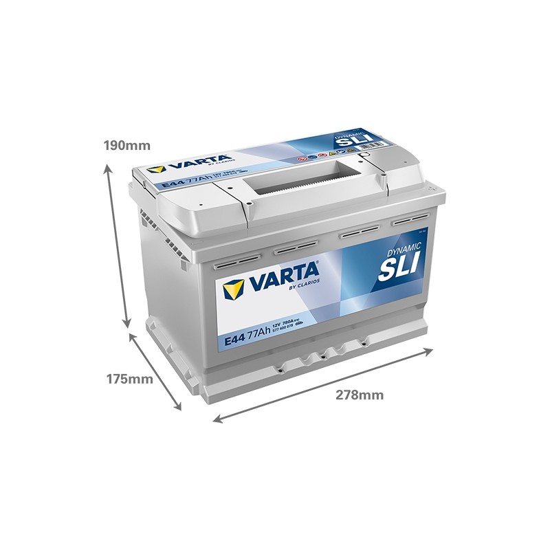 Batterie démarrage Varta E44 12V 77Ah 780A