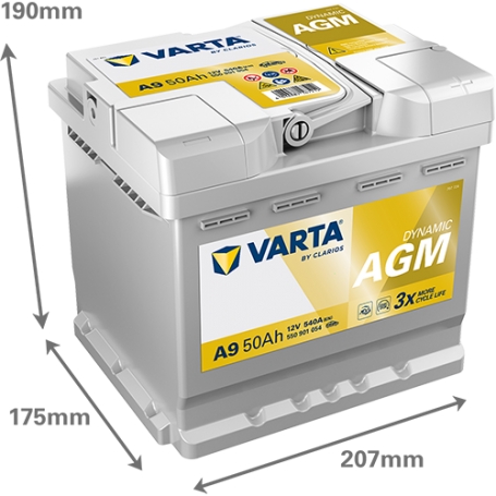 Batterie démarrage Varta A9 AGM Véhicules Légers Start & Stop