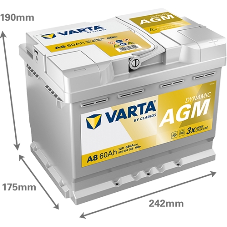 Batterie démarrage Varta A8 AGM Véhicules Légers Start & Stop