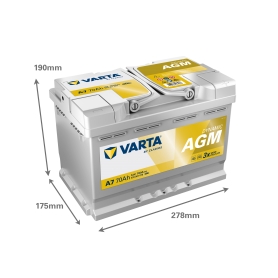 Varta A7 / 12V 70Ah Batterie démarrage Varta A7 AGM Véhicules Légers Start & Stop