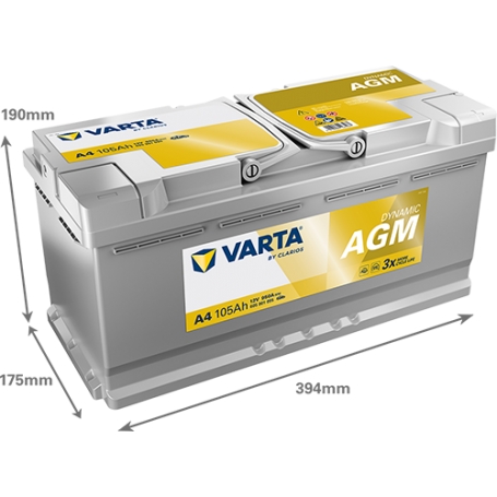 Batterie démarrage Varta A4 AGM Véhicules Légers Start & Stop