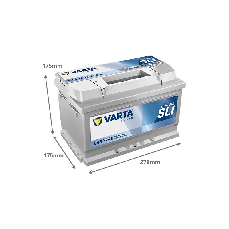 Batterie démarrage Varta E43 72Ah 680A