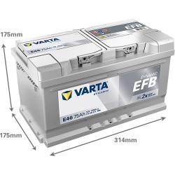 Batterie démarrage Varta E46 75Ah 730A