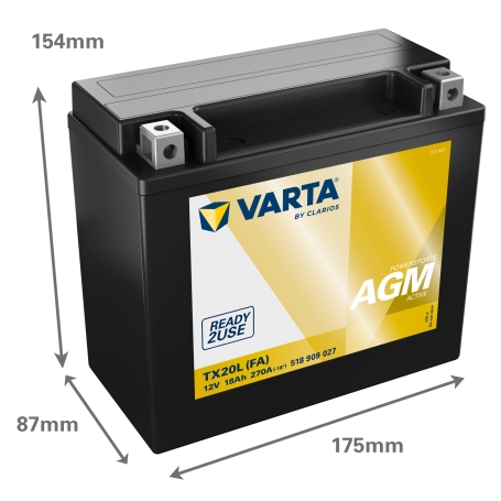 Varta TX20L / 12V 18Ah 270A
