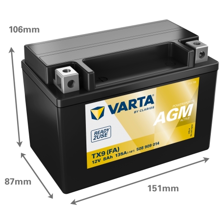 Batterie moto Varta TX9 12V 8Ah 135A