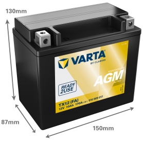 Batterie moto Varta TX12 12V 10Ah 170A