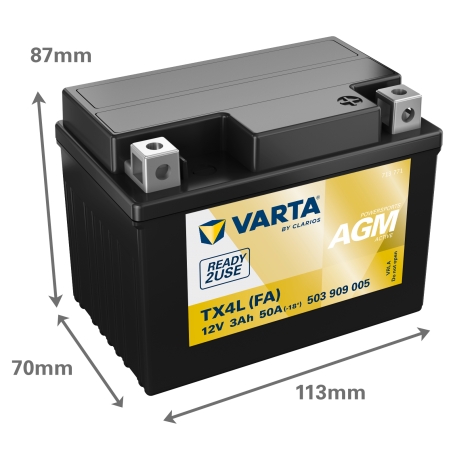 Batterie moto Varta TX4L 12V 3Ah