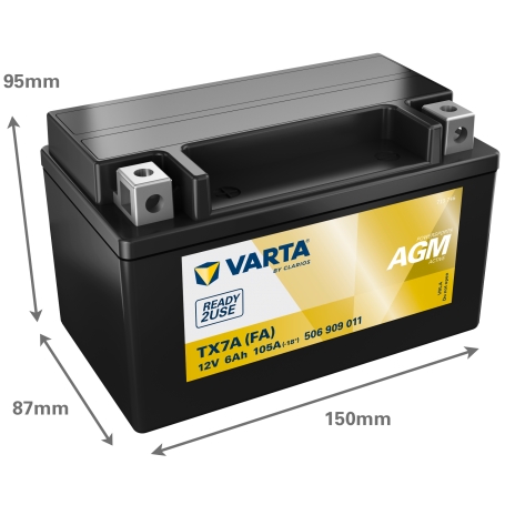 Batterie moto Varta TX7A 12V 6Ah 105A