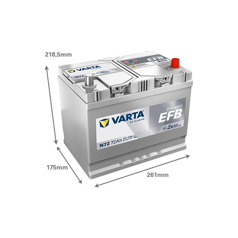 Batterie démarrage Varta N72 12V 72Ah 760A