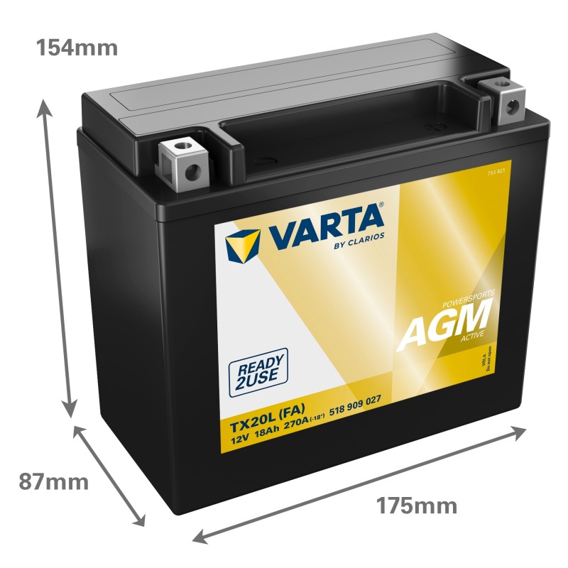 Batterie moto Varta TX20L 12V 18Ah 270A