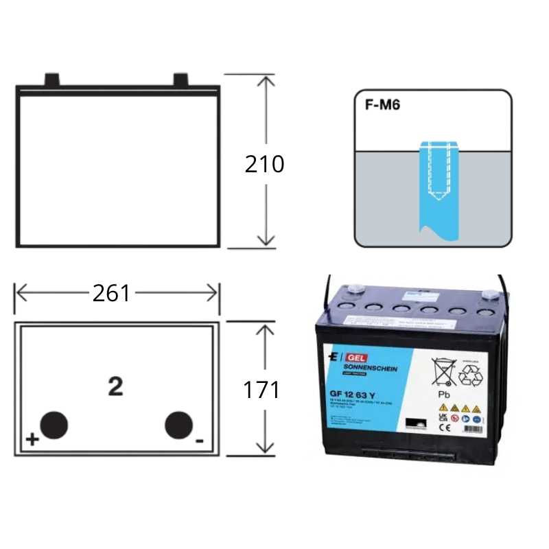 Batterie Sonnenschein GF12063Y – 12V 63Ah GEL