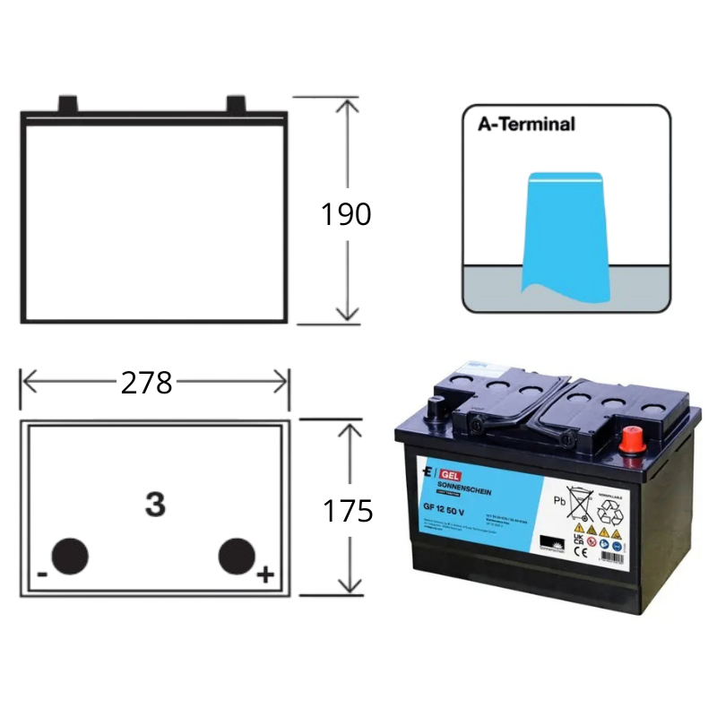 Batterie Sonnenschein GF12050V – 12V 50Ah GEL