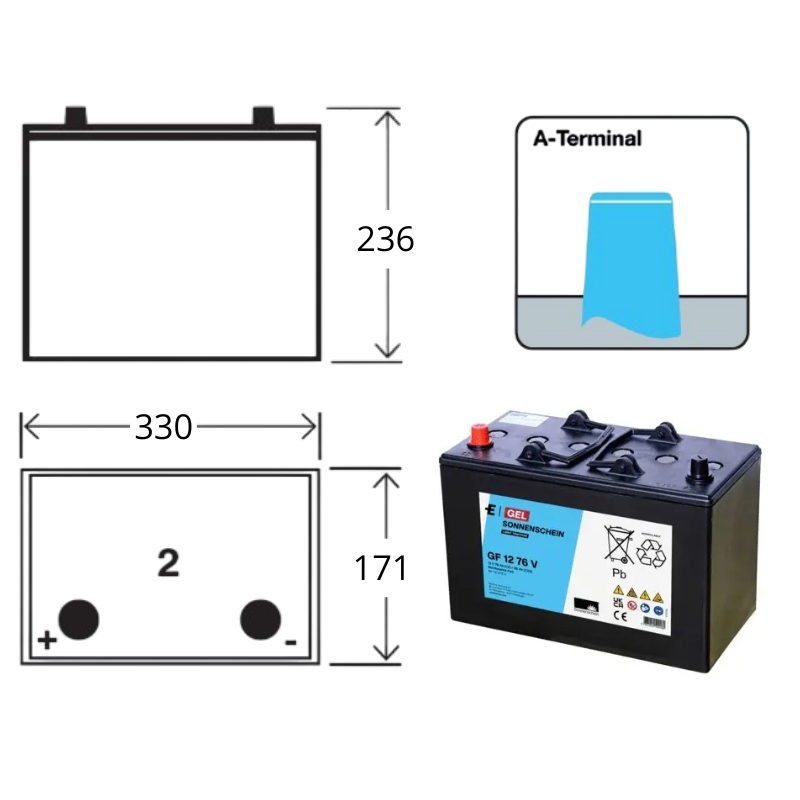 Batterie Sonnenschein GF12076V – 12V 76Ah GEL