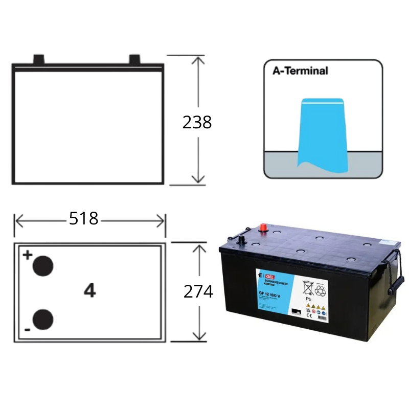 Batterie Sonnenschein GF12160V – 12V 160Ah GEL