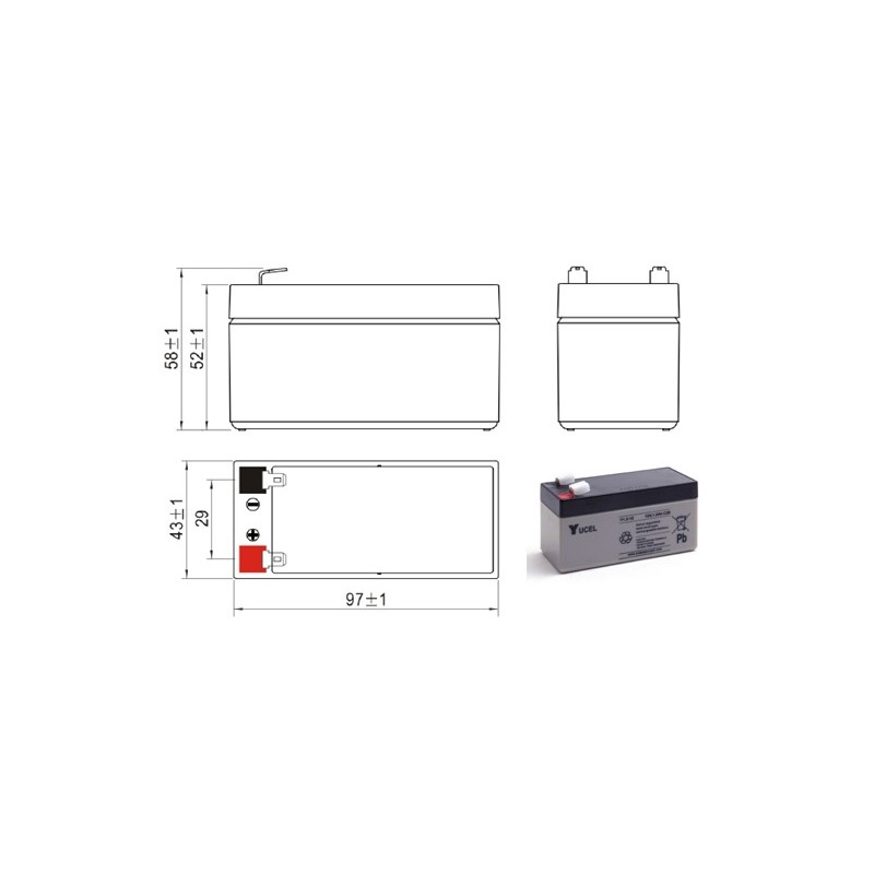 Batterie plomb AGM Yuasa Y1.2-12
