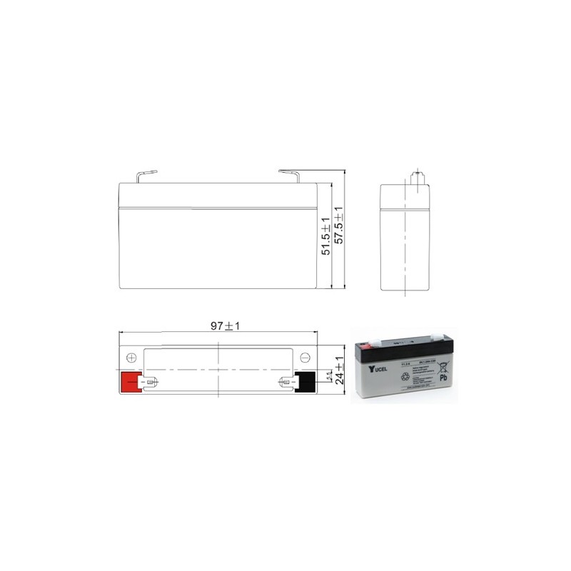 Batterie plomb AGM Yuasa Y1.2-6