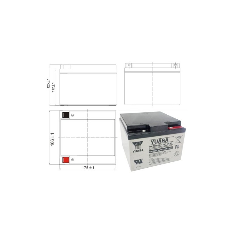 Batterie véhicules électriques Yuasa REC26-12
